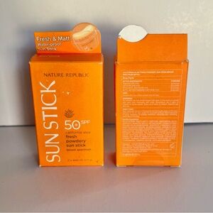 2X Nature Republic California Aloe Fresh Powdery Sun Stick SPF50+ 21g BRAND NEW